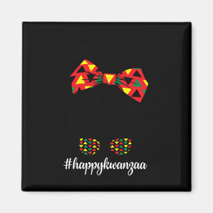 Happy Kwanzaa Christmas Girl Messy Bun Black Women Magnet