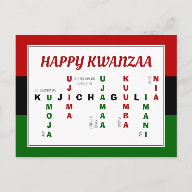Happy Kwanzaa Crossword Feiertagspostkarte (Vorderseite)