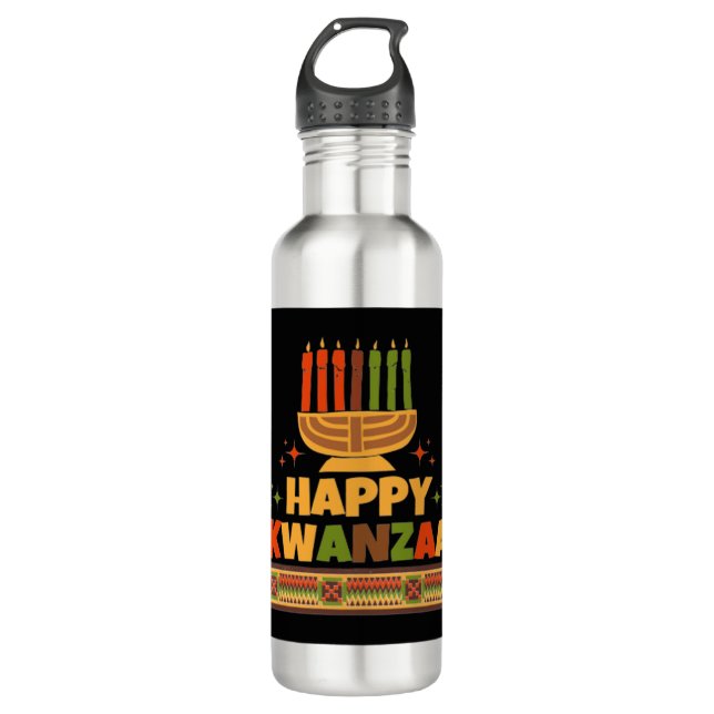 Happy Kwanzaa Edelstahlflasche (Vorderseite)