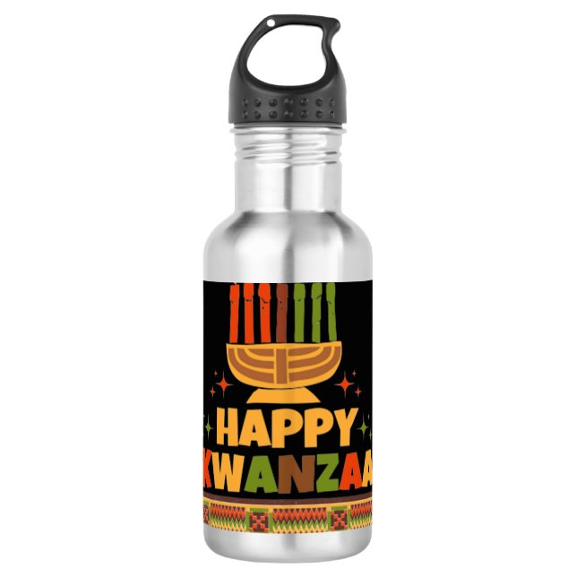 Happy Kwanzaa Edelstahlflasche (Vorderseite)