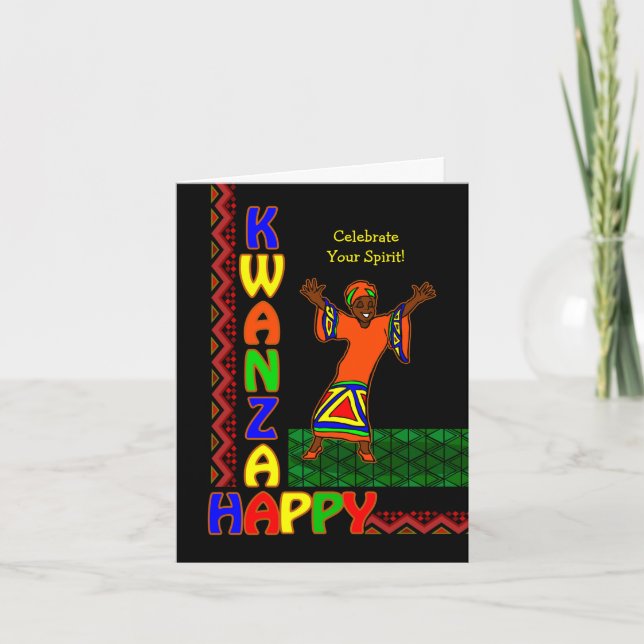 Happy Kwanzaa, farbenfrohe Tanzfrauen, Muster Karte (Vorderseite)