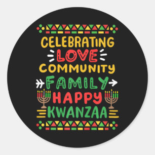 Happy Kwanzaa feiert Liebe Community Men Runder Aufkleber