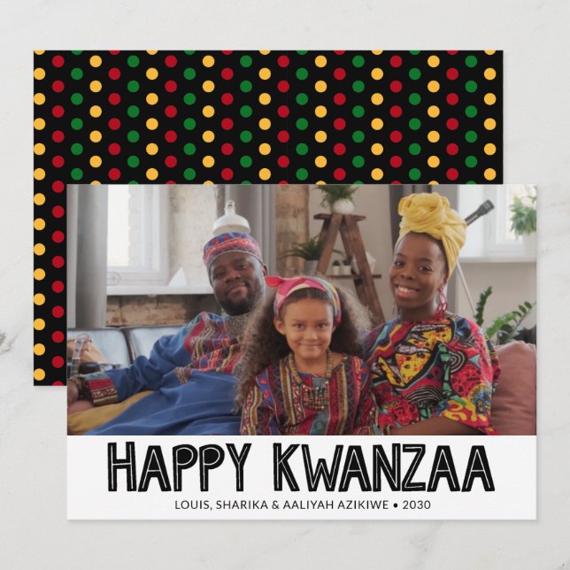 Happy Kwanzaa Foto Feiertagskarte (Vorne/Hinten)