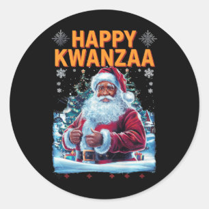 Happy Kwanzaa Frohe Weihnachten Afrikanischer Amer Runder Aufkleber