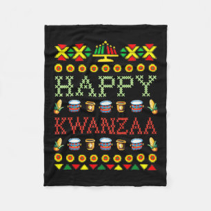 Happy Kwanzaa Frohe Weihnachten Schwarze Afrikanis Fleecedecke