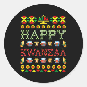 Happy Kwanzaa Frohe Weihnachten Schwarze Afrikanis Runder Aufkleber