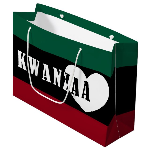 Happy Kwanzaa Große Geschenktüte (Vorderseite Schrägansicht)