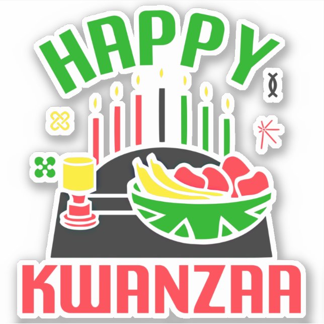 Happy Kwanzaa Icons Fest Kerzen, Kiss Cut Aufkleber (Vorderseite)