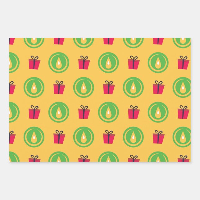 Happy Kwanzaa Kinara Menorah Seven Holiday Pattern Geschenkpapier Set (Vorderseite)