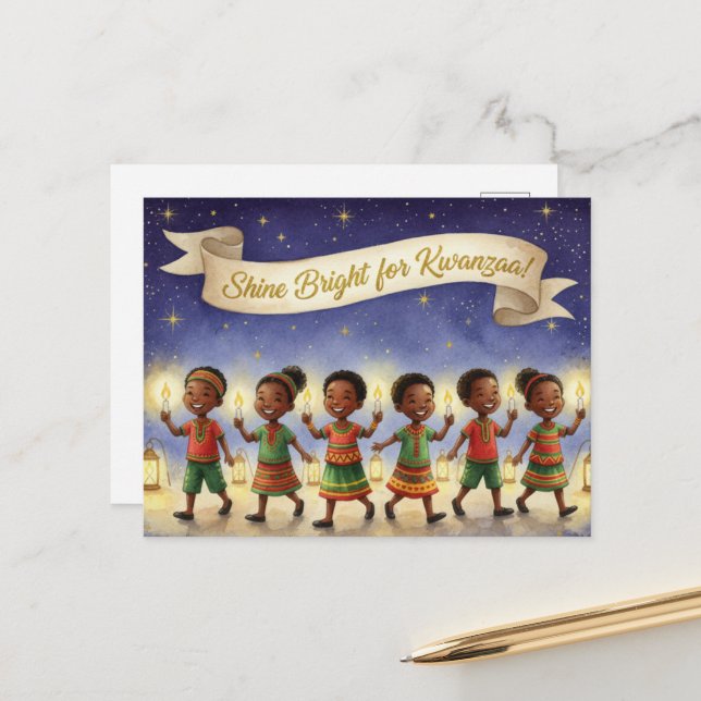 Happy Kwanzaa Kinara Postcard Postkarte (Vorderseite/Rückseite Beispiel)