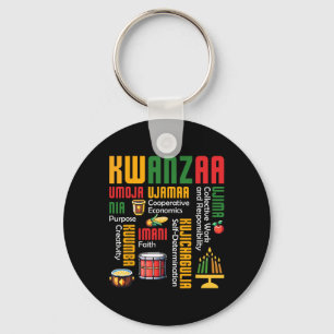 Happy Kwanzaa Kinara Seven Candles Drum African He Schlüsselanhänger