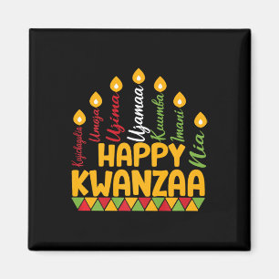Happy Kwanzaa Kinara Seven Candles Principles of K Magnet