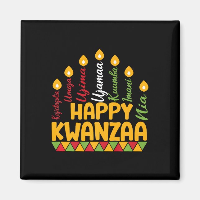 Happy Kwanzaa Kinara Seven Candles Principles of K Magnet (Vorne)