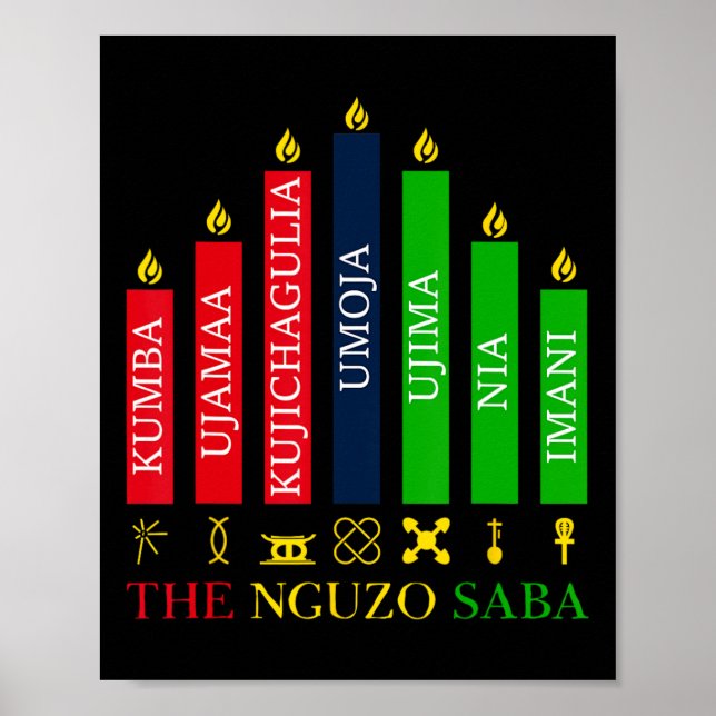 Happy Kwanzaa Kinara Seven Candles Principles of K Poster (Vorne)
