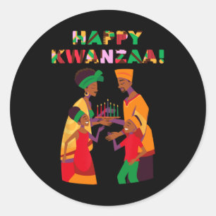 Happy Kwanzaa Kinara-seven Candles Principles of K Runder Aufkleber