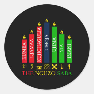 Happy Kwanzaa Kinara Seven Candles Principles of K Runder Aufkleber