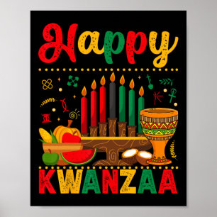 Happy Kwanzaa Men Women Kwanzaa Kinara Candle 7 Pr Poster