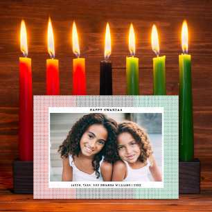 Happy Kwanzaa Modern Grid Motif Carte photo