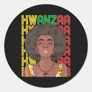 Happy Kwanzaa Pan Afrikanischer Stolz Schwarze Fra Runder Aufkleber