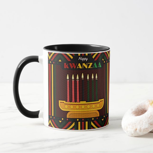 Happy Kwanzaa PopArt Tasse (Mit Donut)