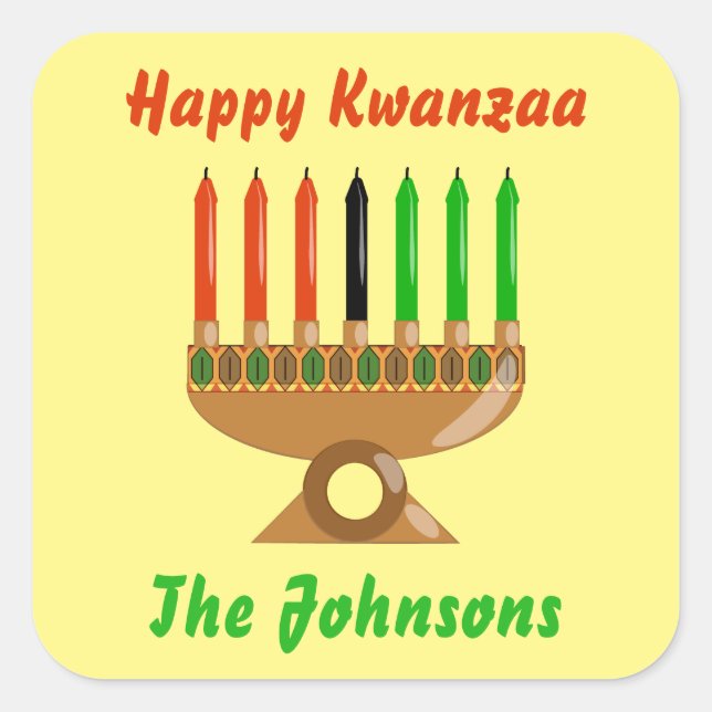 Happy Kwanzaa Quadratischer Aufkleber (Vorderseite)