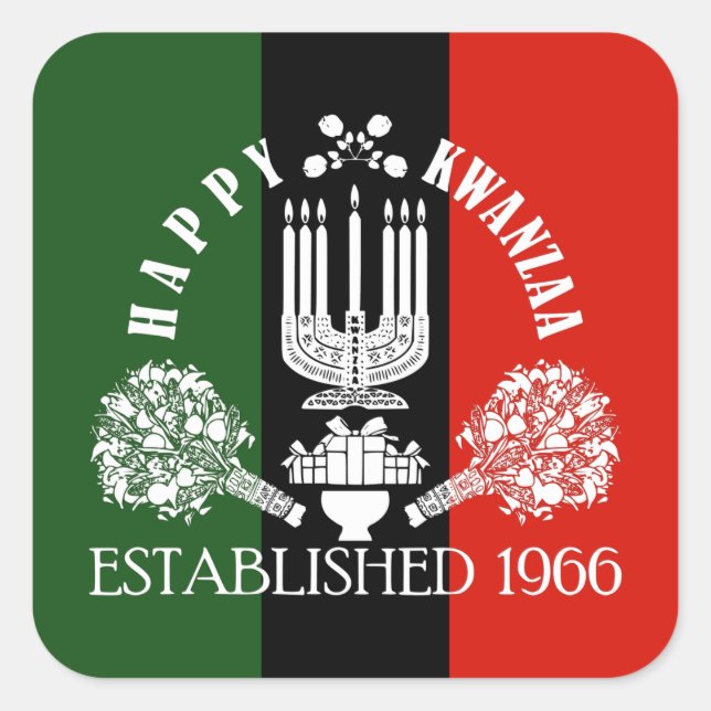 Happy Kwanzaa Quadratischer Aufkleber (Vorderseite)