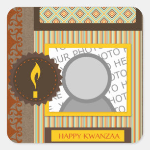 Happy Kwanzaa (Scrapbook) Quadratischer Aufkleber
