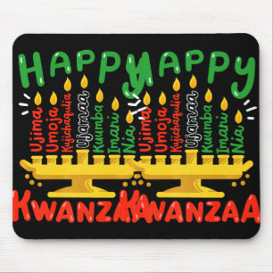 Happy Kwanzaa Seven Principles Kinara Candles Men Mousepad