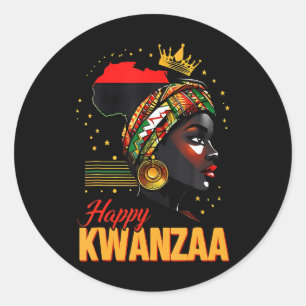Happy Kwanzaa Sieben Prinzipien von Kwanzaa Frauen Runder Aufkleber