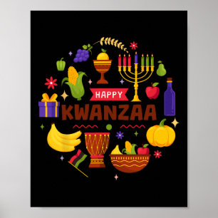 Happy Kwanzaa Sieben Prinzipien von Kwanzaa Kinara Poster