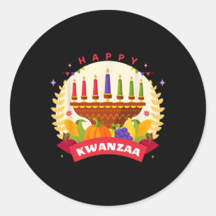Happy Kwanzaa Sieben Prinzipien von Kwanzaa Kinara Runder Aufkleber