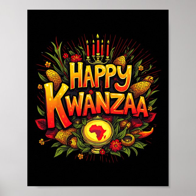 Happy Kwanzaa Weihnachten Afro-Amerikanisches Happ Poster (Vorne)