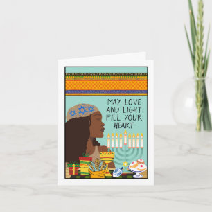 Happy Kwanzukkah Menorah Symbole und Geschenke Karte