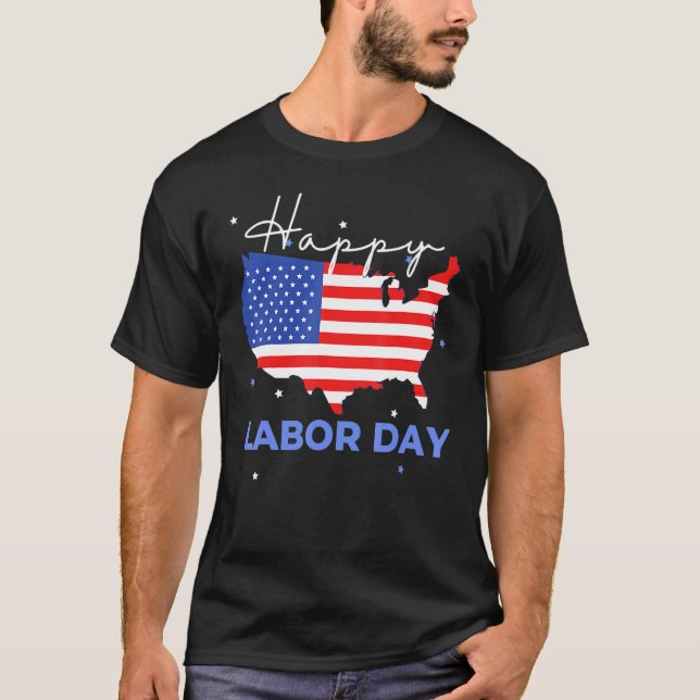 Happy Labor Day Cool US Flag T-Shirt (Vorderseite)