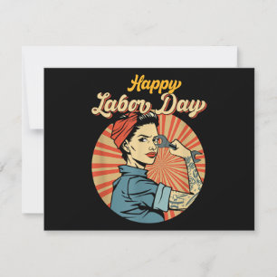 Happy Labour Day Girl Strong Worker Movement Feiertagskarte