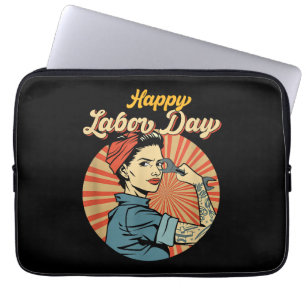 Happy Labour Day Girl Strong Worker Movement Laptopschutzhülle