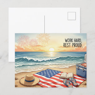 Happy Labour Day mit Flag Postcard Postkarte
