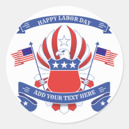 Happy Labour Day Patriotic Eagle Runder Aufkleber