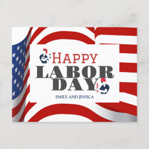 Happy Labour Day patriotische Flagge der USA Postkarte
