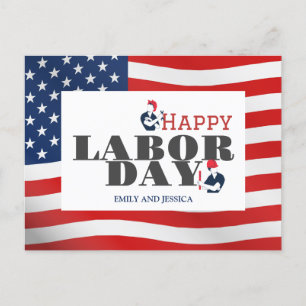 Happy Labour Day patriotische Flagge der USA Postkarte