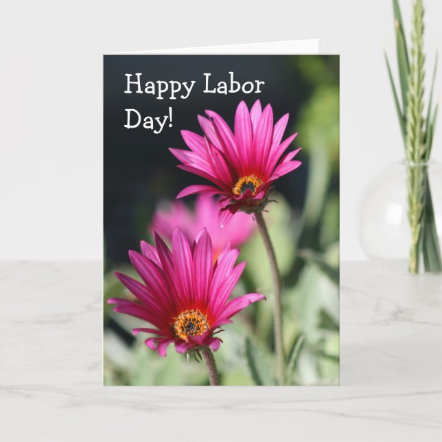 Happy Labour Day Pink Daisy Grußkarte Karte (Vorderseite)