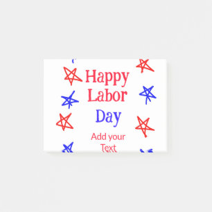 Happy Labour Day Red Blue Star American Day füge t Post-it Klebezettel