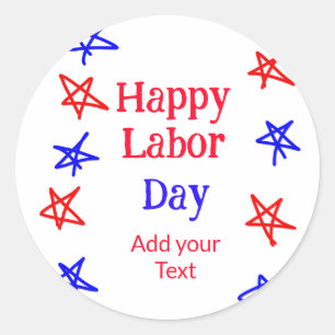Happy Labour Day Red Blue Star American Day füge t Runder Aufkleber