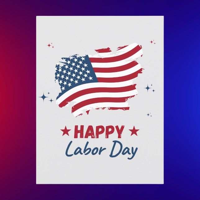 Happy Labour Day Red White and Blue American Flag Postkarte (Von Creator hochgeladen)
