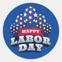 Happy Labour Day Red White Blue Stars
