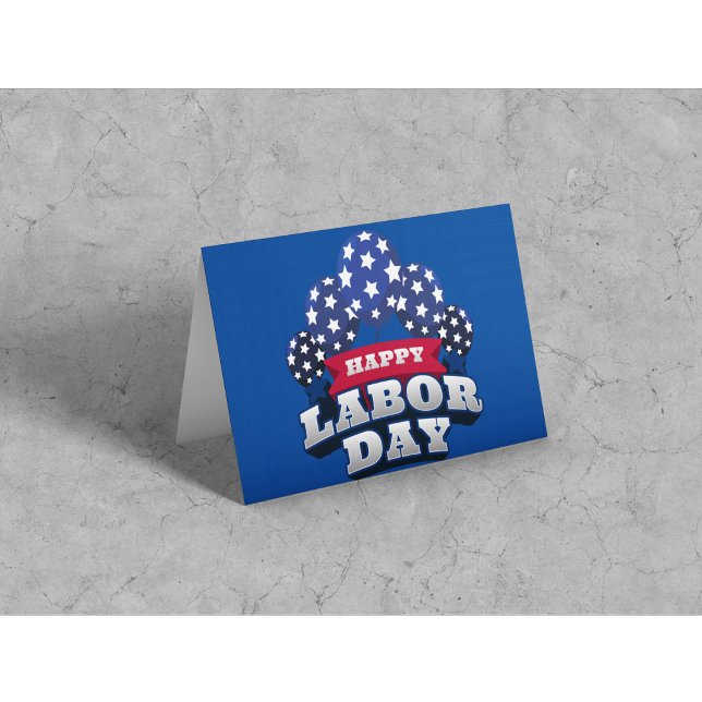 Happy Labour Day Stars Red White Blue Karte (Von Creator hochgeladen)