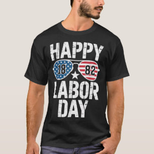 Happy Labour Day Sunglasses 1882 American Flag Men T-Shirt
