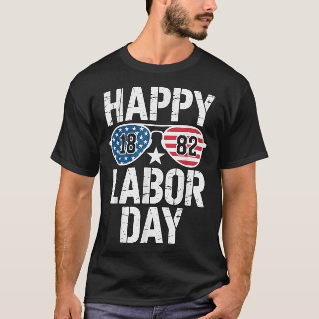 Happy Labour Day Sunglasses 1882 American Flag Men T-Shirt (Vorderseite)