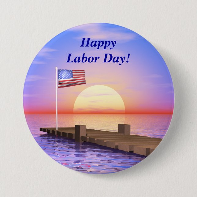 Happy Labour Day US Flag and Dock Button (Vorderseite)