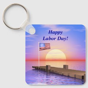 Happy Labour Day US Flag and Dock Schlüsselanhänger